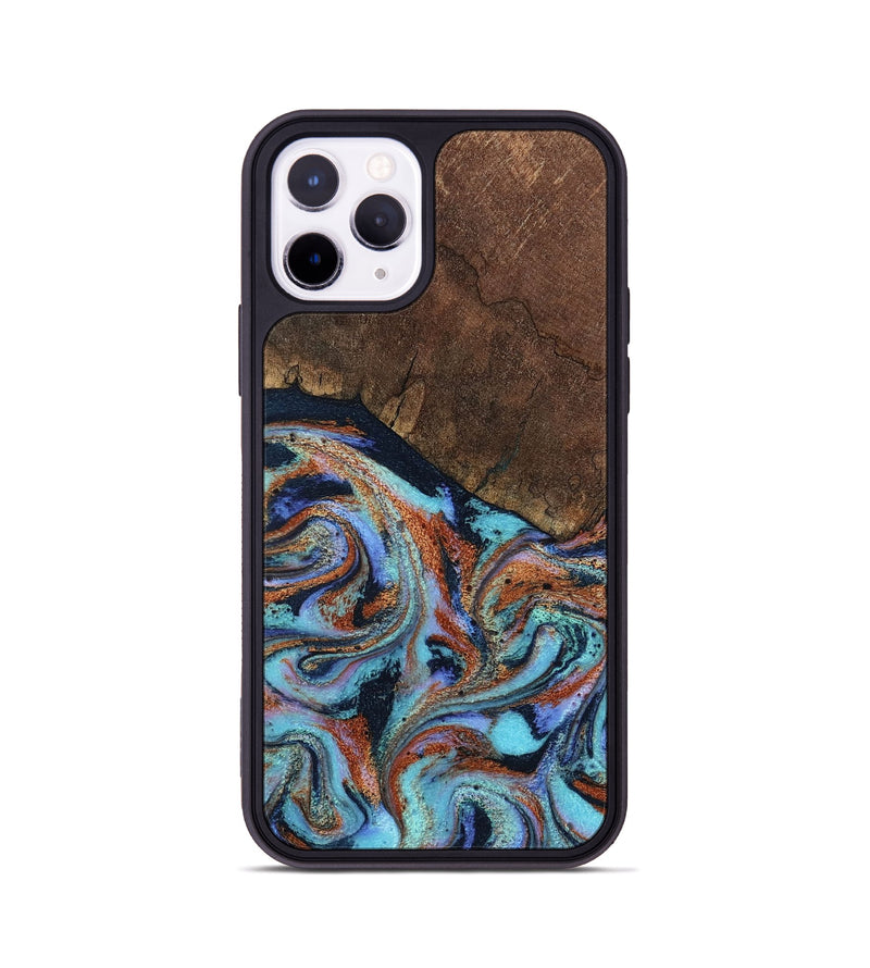 iPhone 11 Pro Wood Phone Case - Ina (Teal & Gold, 798340)