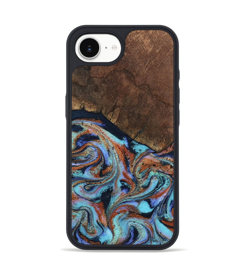 iPhone 16e Wood Phone Case - Ina (Teal & Gold, 798340)