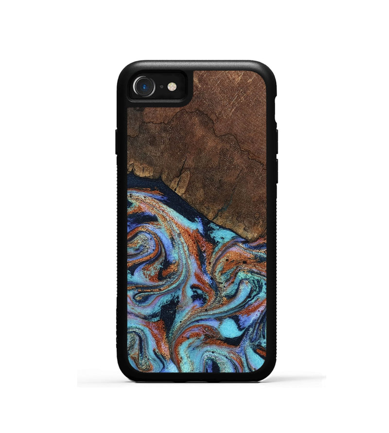 iPhone SE Wood Phone Case - Ina (Teal & Gold, 798340)