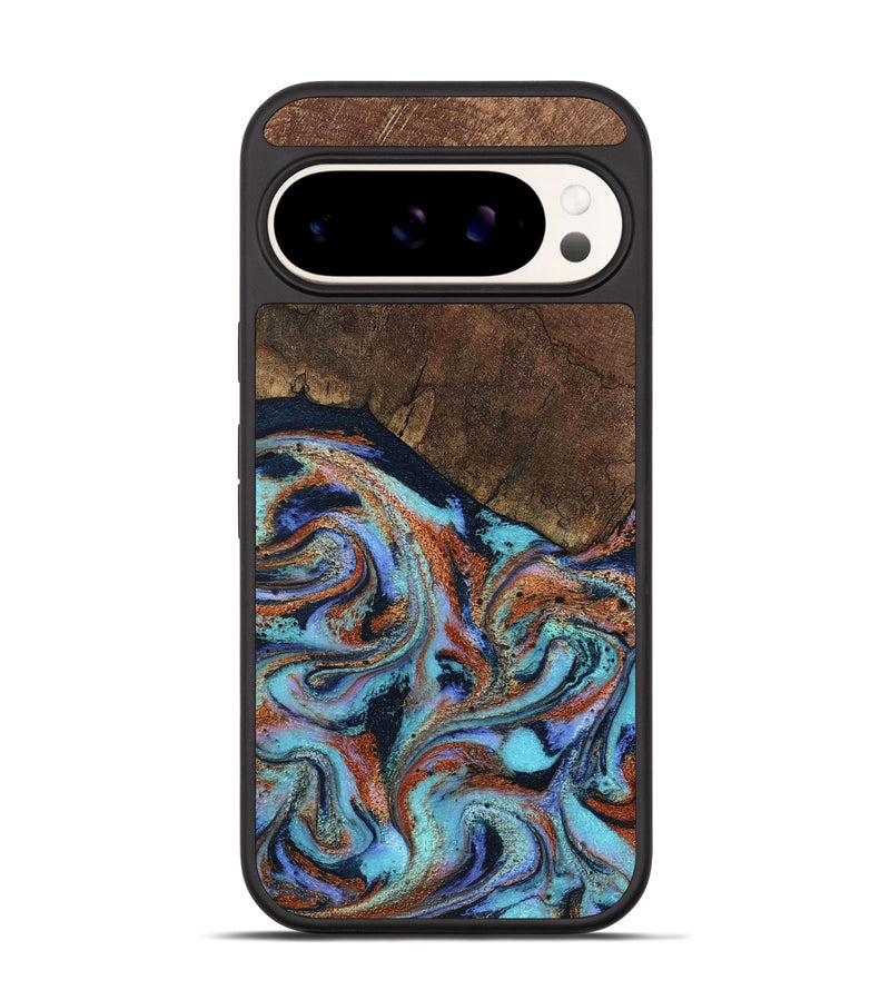 Pixel 9 Pro Wood Phone Case - Ina (Teal & Gold, 798340)