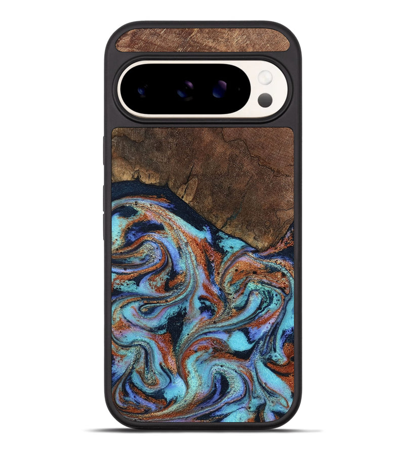 Pixel 9 Pro XL Wood Phone Case - Ina (Teal & Gold, 798340)