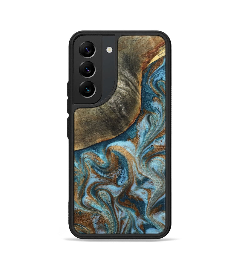 Galaxy S22 Wood Phone Case - Edgar (Teal & Gold, 798342)
