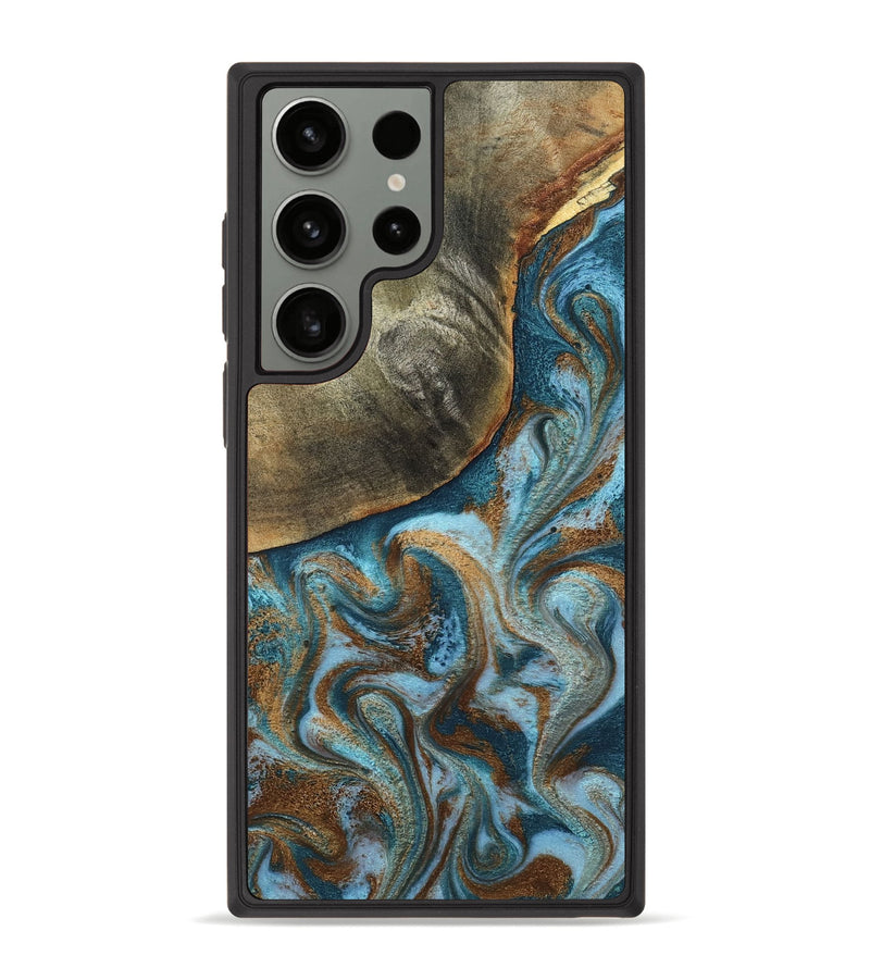 Galaxy S23 Ultra Wood Phone Case - Edgar (Teal & Gold, 798342)