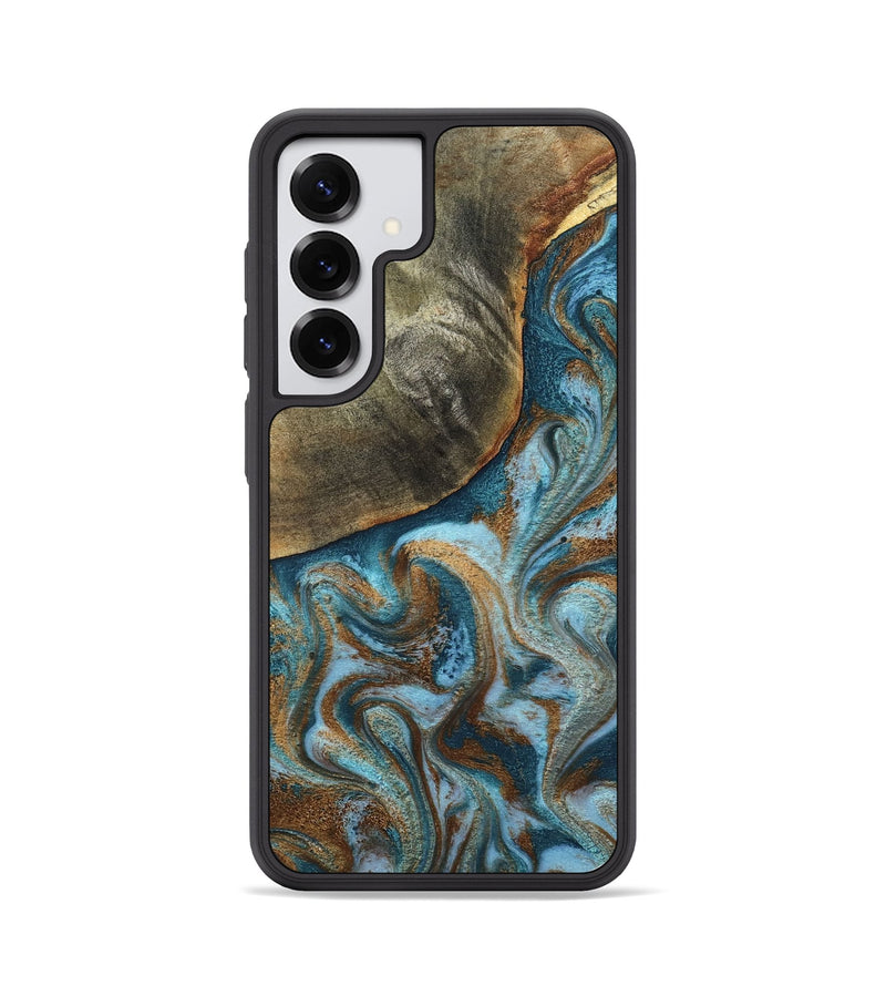 Galaxy S25 Wood Phone Case - Edgar (Teal & Gold, 798342)