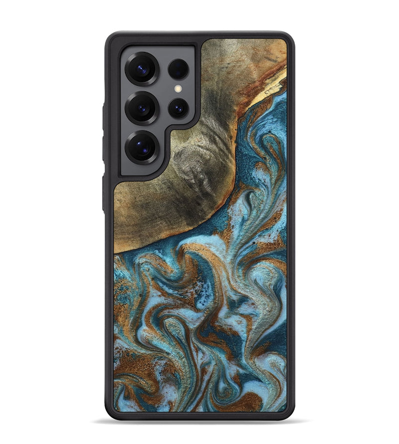 Galaxy S25 Ultra Wood Phone Case - Edgar (Teal & Gold, 798342)