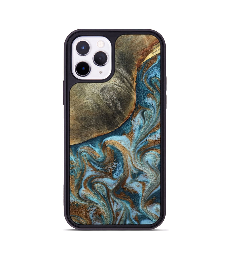 iPhone 11 Pro Wood Phone Case - Edgar (Teal & Gold, 798342)