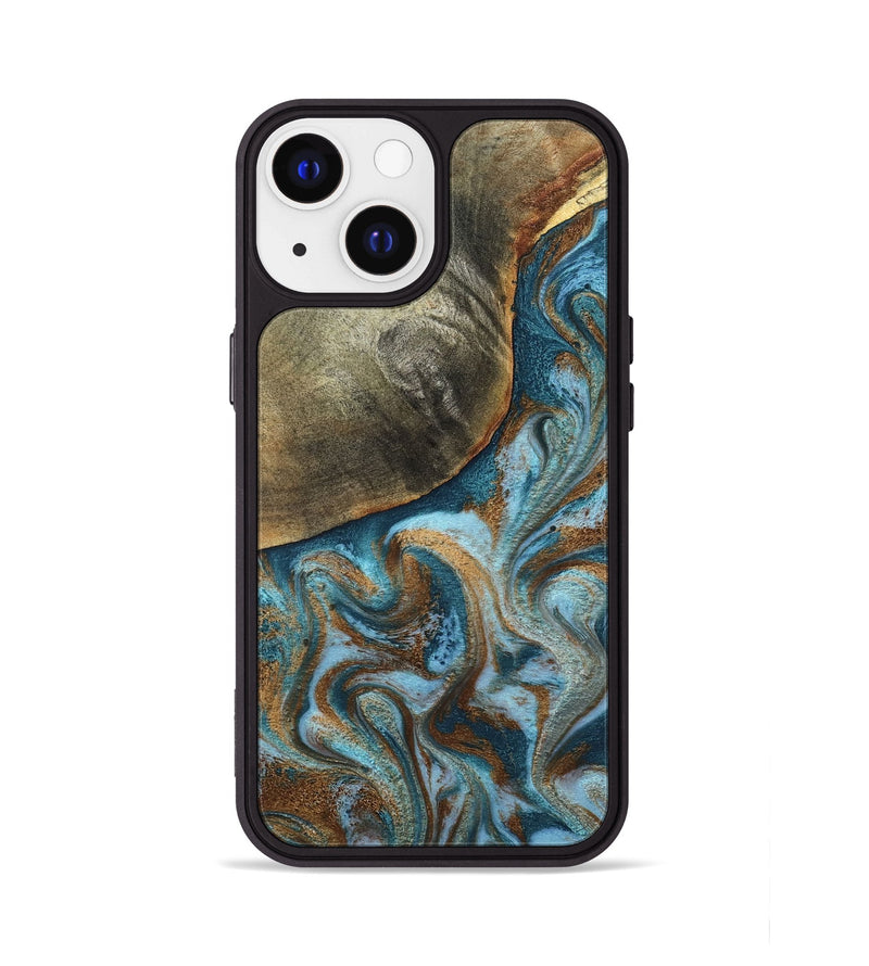 iPhone 13 Wood Phone Case - Edgar (Teal & Gold, 798342)