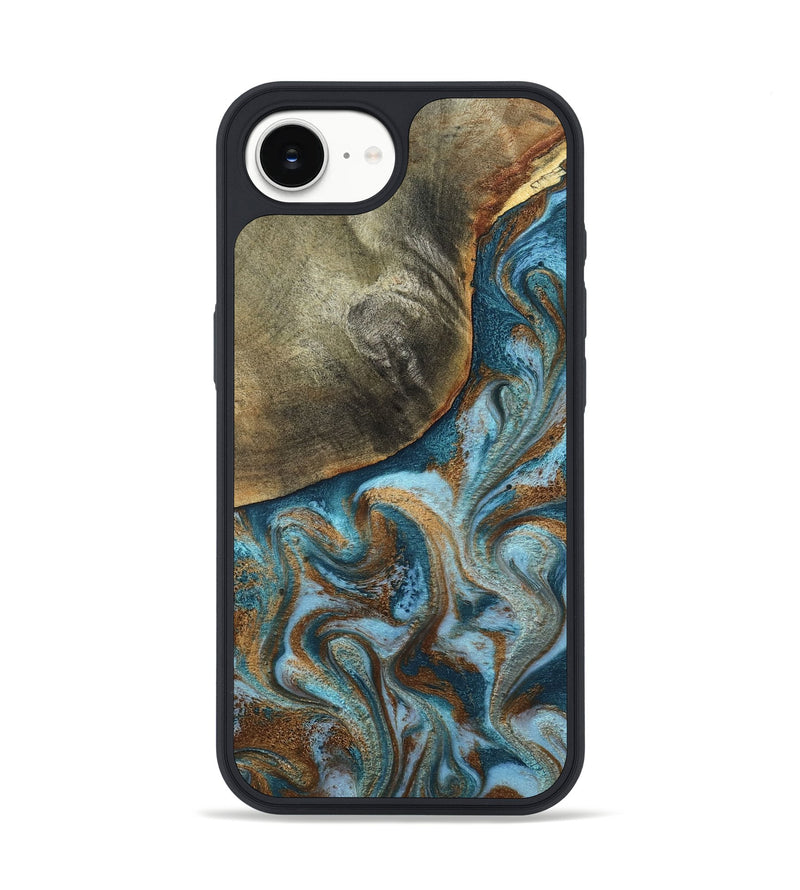 iPhone 16e Wood Phone Case - Edgar (Teal & Gold, 798342)