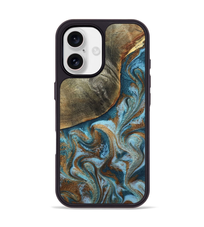 iPhone 17 Wood Phone Case - Edgar (Teal & Gold, 798342)