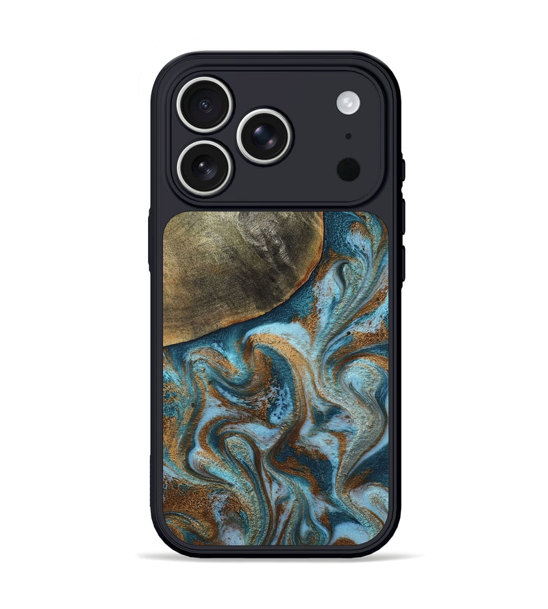 iPhone 17 Pro Wood Phone Case - Edgar (Teal & Gold, 798342)
