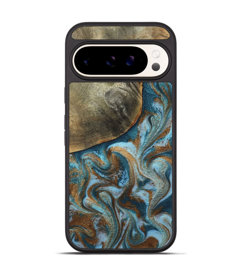 Pixel 9 Wood Phone Case - Edgar (Teal & Gold, 798342)