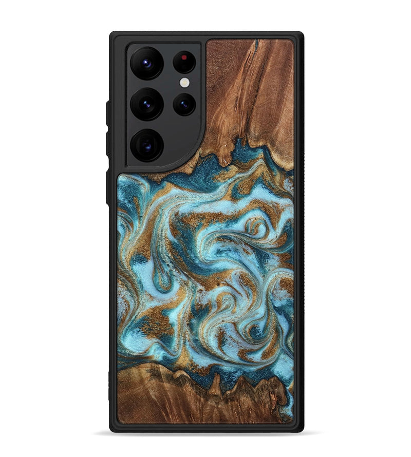 Galaxy S22 Ultra Wood Phone Case - Cruz (Teal & Gold, 798343)