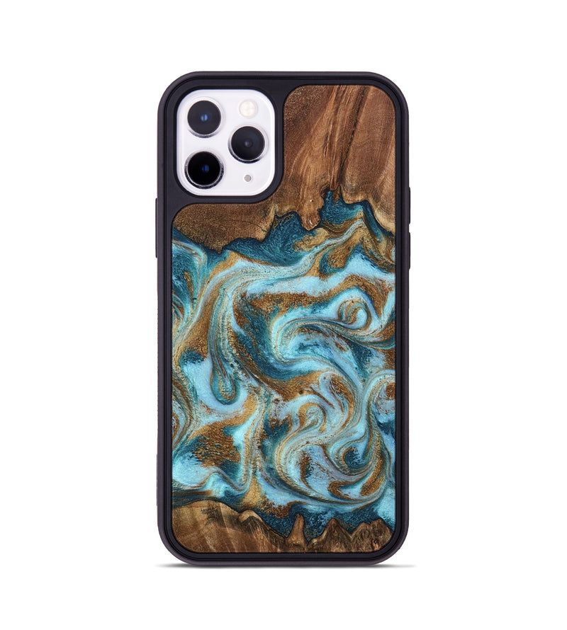 iPhone 11 Pro Wood Phone Case - Cruz (Teal & Gold, 798343)
