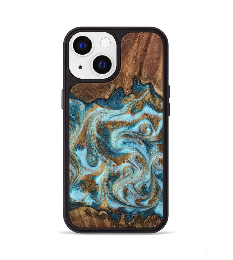 iPhone 13 Wood Phone Case - Cruz (Teal & Gold, 798343)