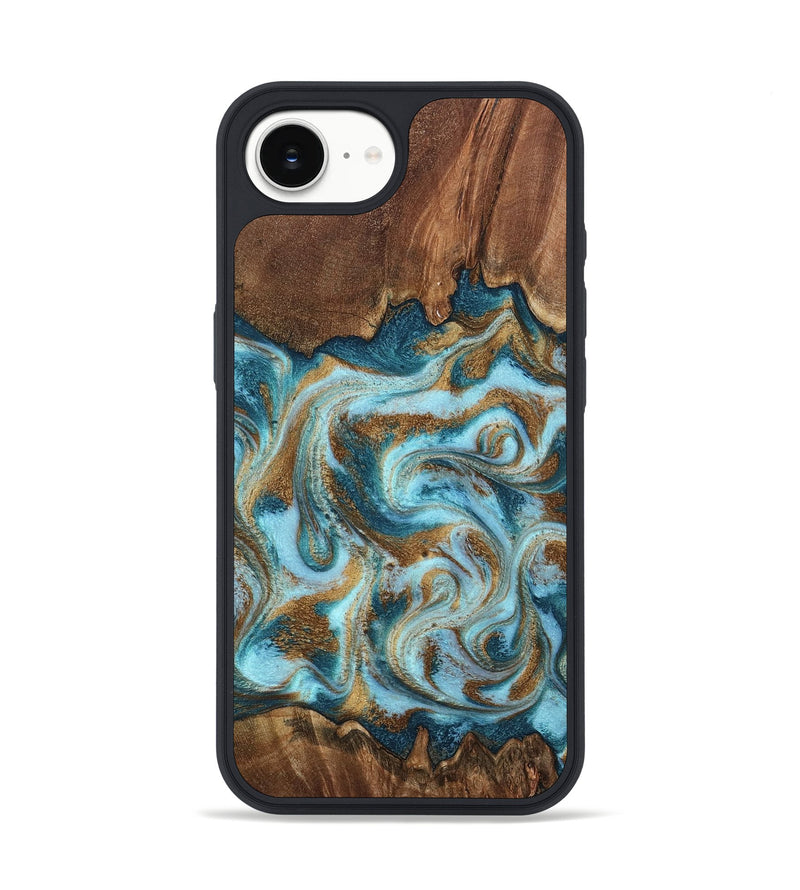 iPhone 16e Wood Phone Case - Cruz (Teal & Gold, 798343)