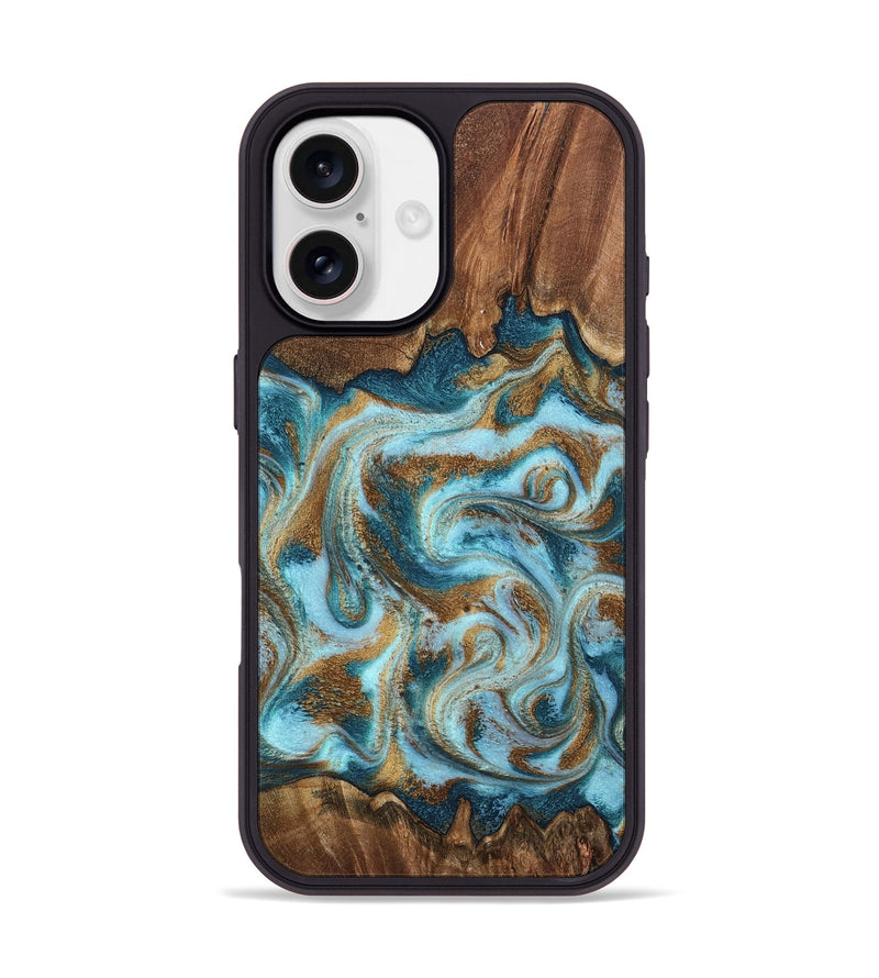 iPhone 17 Wood Phone Case - Cruz (Teal & Gold, 798343)