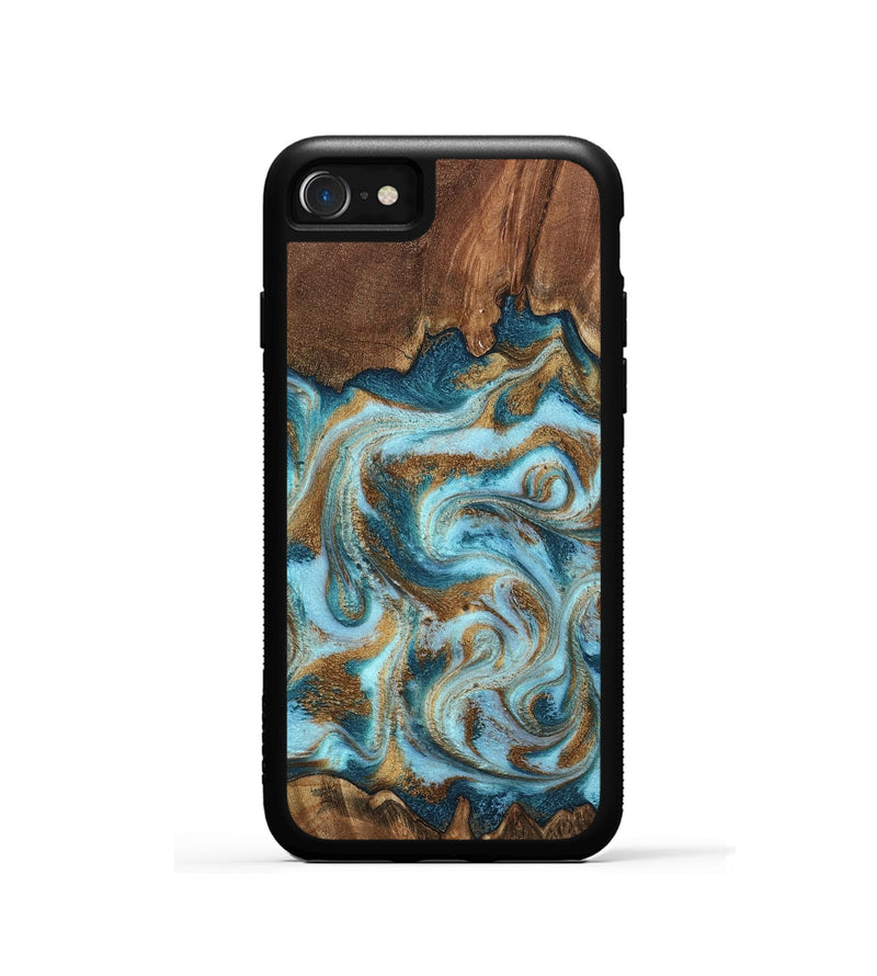 iPhone SE Wood Phone Case - Cruz (Teal & Gold, 798343)
