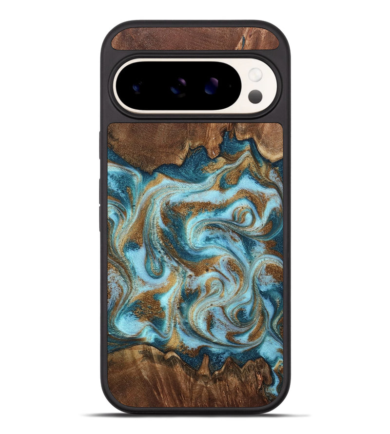 Pixel 9 Pro XL Wood Phone Case - Cruz (Teal & Gold, 798343)