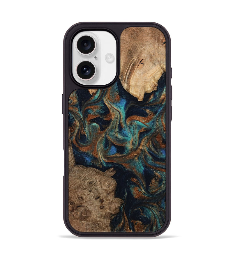iPhone 17 Wood Phone Case - Zander (Teal & Gold, 798346)