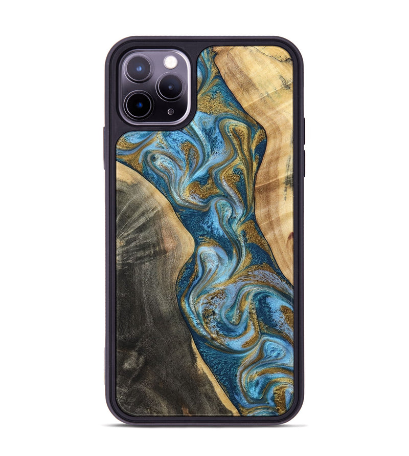 iPhone 11 Pro Max Wood Phone Case - Ander (Teal & Gold, 798350)
