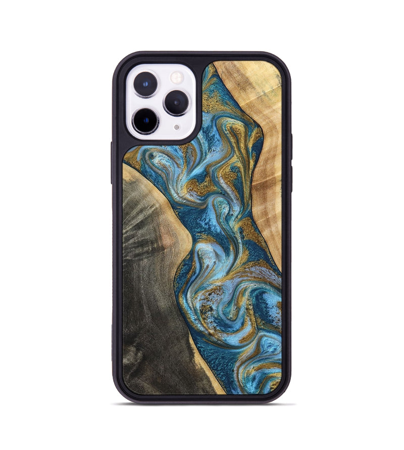 iPhone 11 Pro Wood Phone Case - Ander (Teal & Gold, 798350)