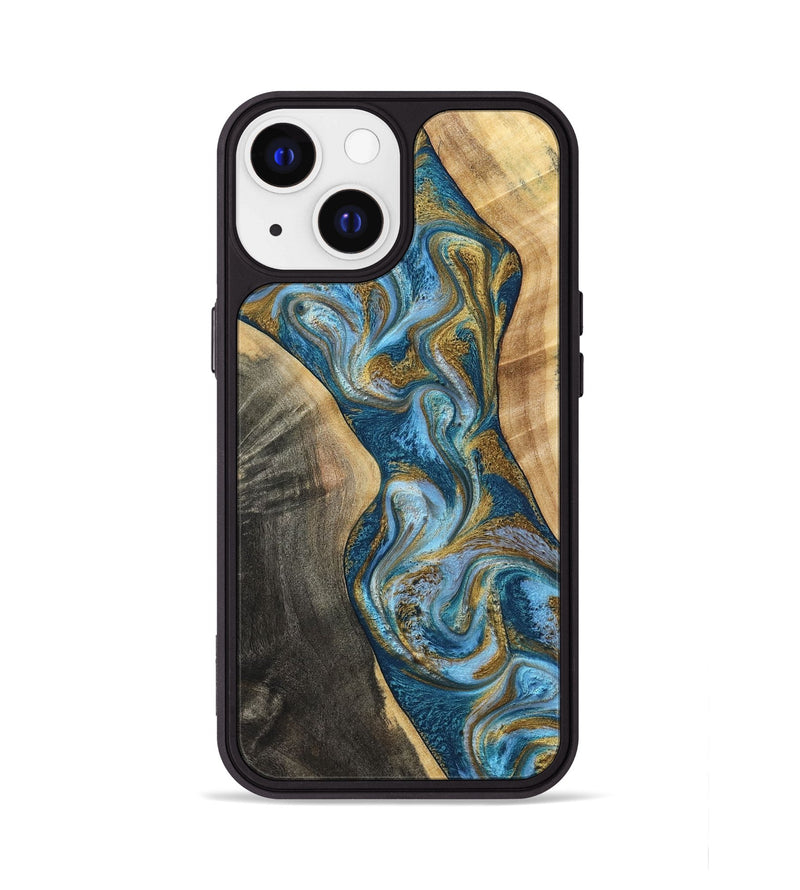 iPhone 13 Wood Phone Case - Ander (Teal & Gold, 798350)