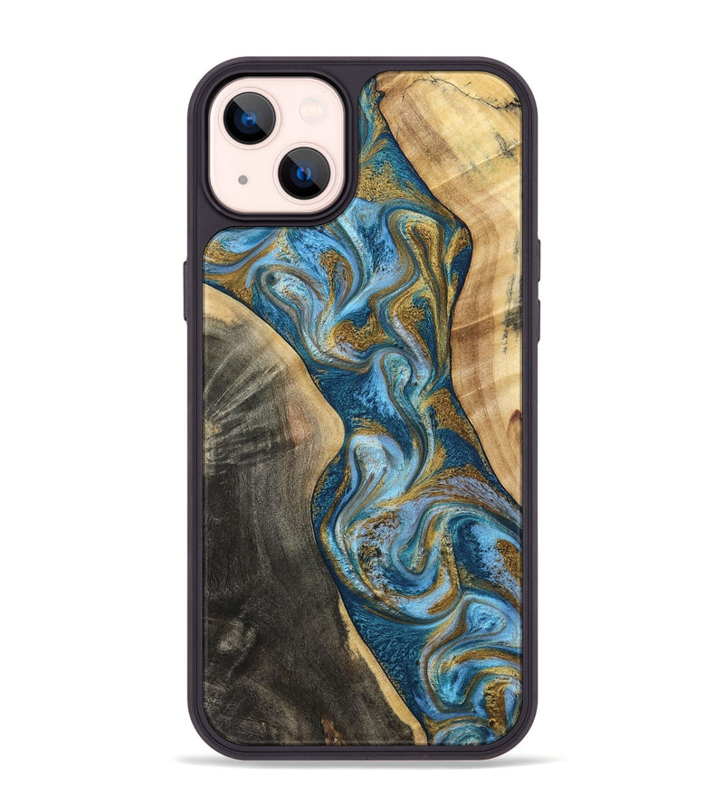 iPhone 14 Plus Wood Phone Case - Ander (Teal & Gold, 798350)