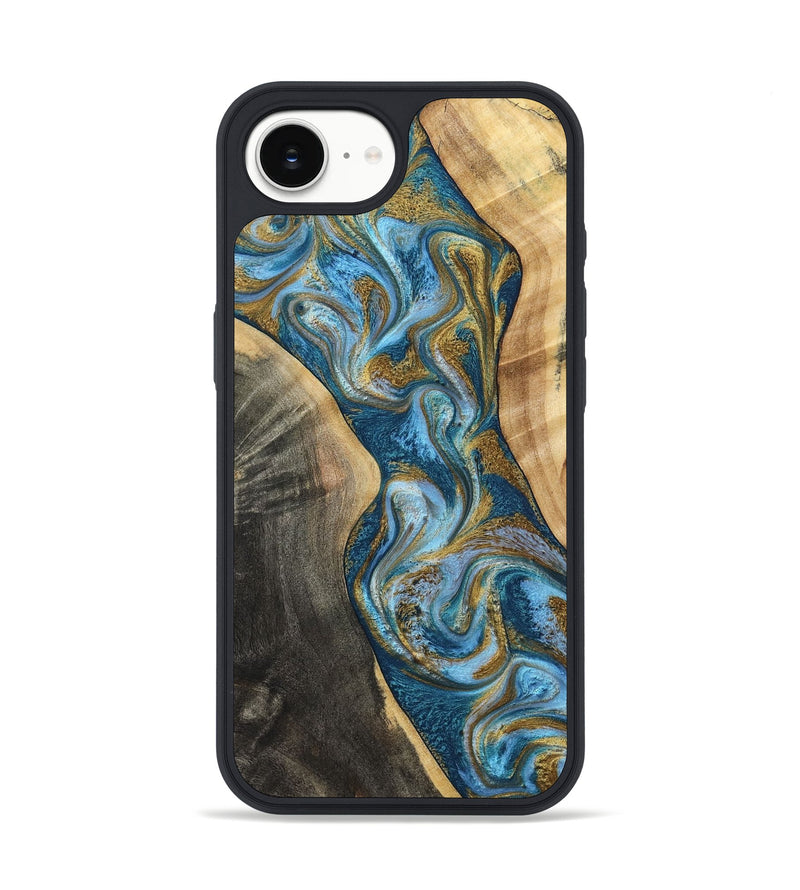 iPhone 16e Wood Phone Case - Ander (Teal & Gold, 798350)