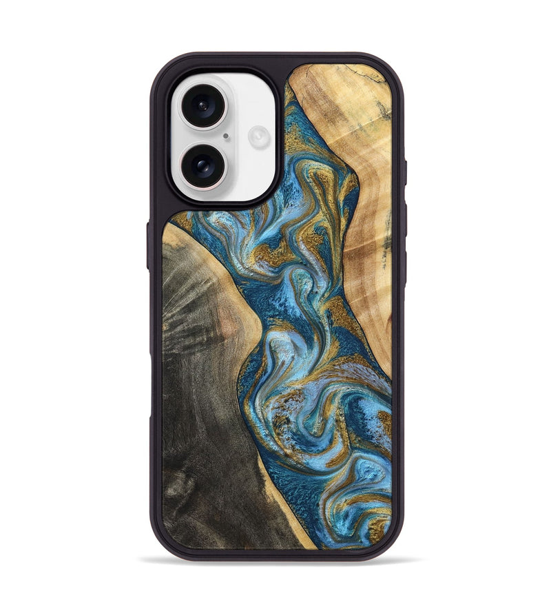 iPhone 17 Wood Phone Case - Ander (Teal & Gold, 798350)