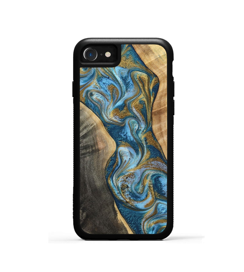 iPhone SE Wood Phone Case - Ander (Teal & Gold, 798350)