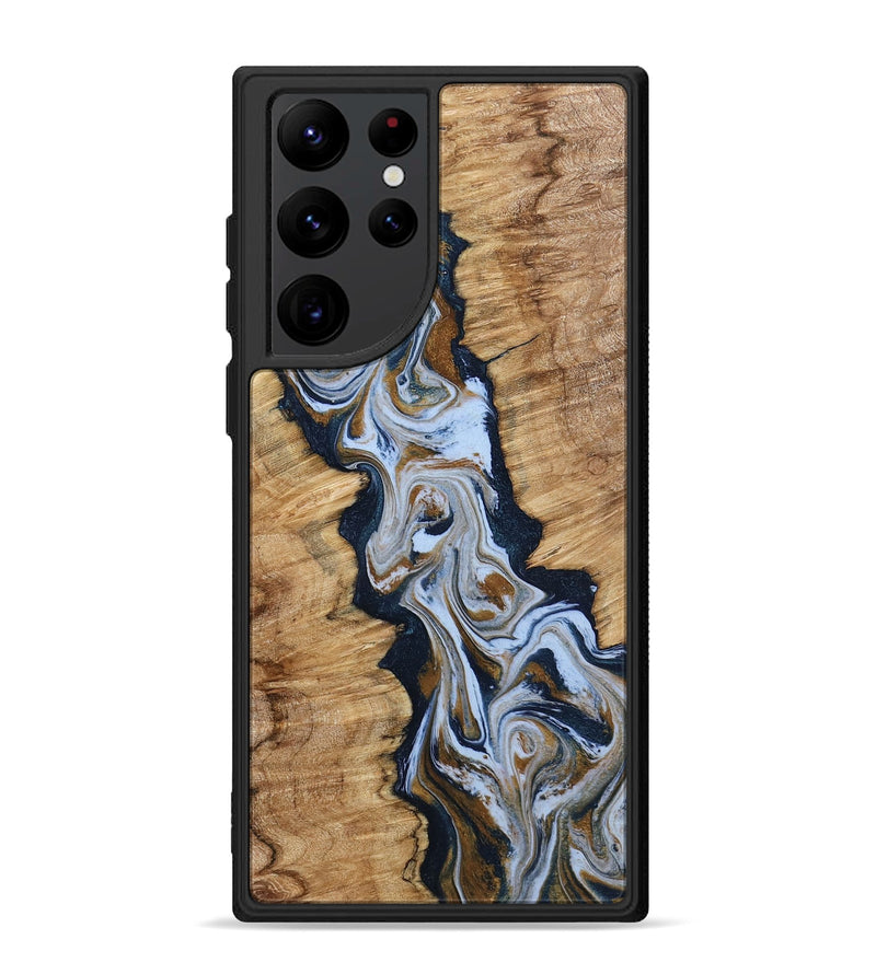 Galaxy S22 Ultra Wood Phone Case - Amelie (Teal & Gold, 798351)