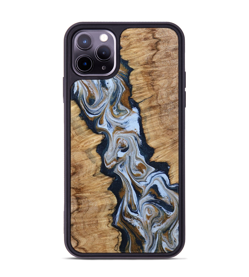 iPhone 11 Pro Max Wood Phone Case - Amelie (Teal & Gold, 798351)