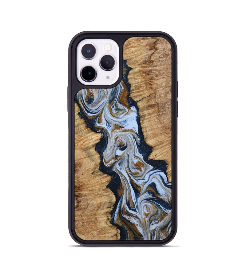 iPhone 11 Pro Wood Phone Case - Amelie (Teal & Gold, 798351)