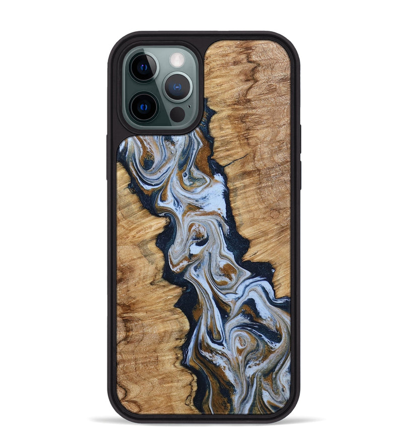 iPhone 12 Pro Max Wood Phone Case - Amelie (Teal & Gold, 798351)