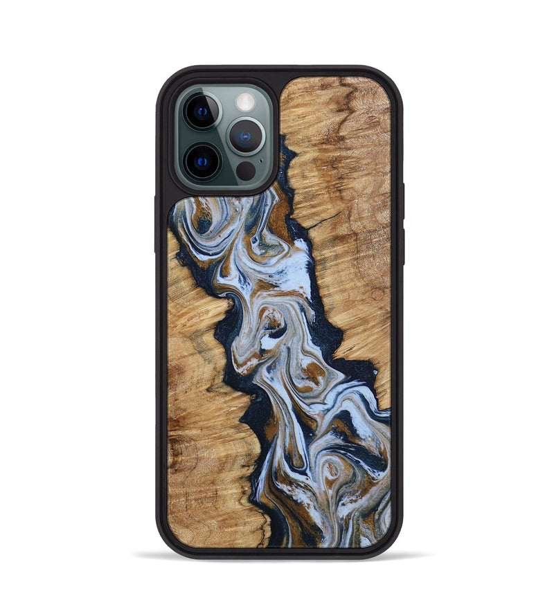 iPhone 12 Pro Wood Phone Case - Amelie (Teal & Gold, 798351)