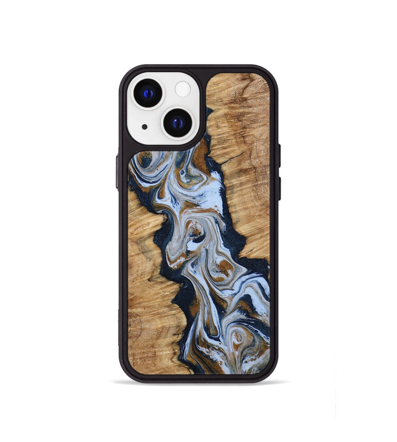 iPhone 13 mini Wood Phone Case - Amelie (Teal & Gold, 798351)
