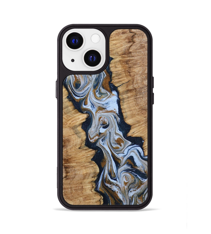 iPhone 13 Wood Phone Case - Amelie (Teal & Gold, 798351)