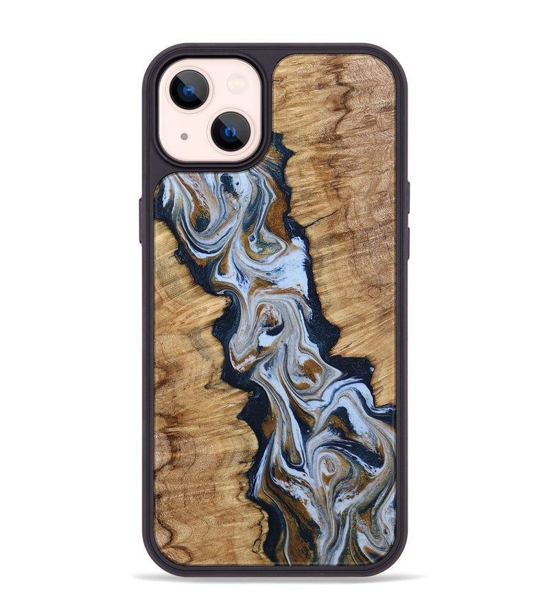 iPhone 14 Plus Wood Phone Case - Amelie (Teal & Gold, 798351)