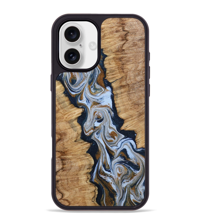 iPhone 16 Plus Wood Phone Case - Amelie (Teal & Gold, 798351)
