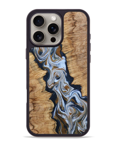 iPhone 16 Pro Max Wood Phone Case - Amelie (Teal & Gold, 798351)