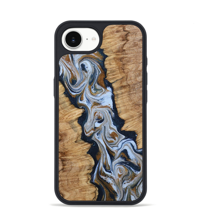 iPhone 16e Wood Phone Case - Amelie (Teal & Gold, 798351)