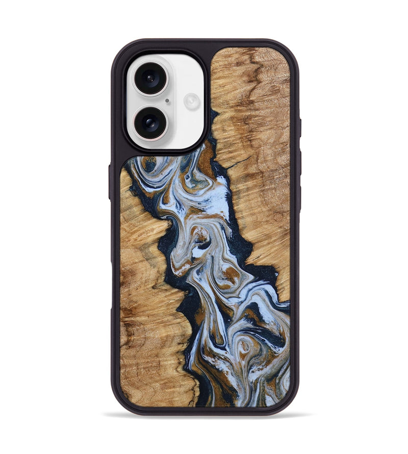 iPhone 17 Wood Phone Case - Amelie (Teal & Gold, 798351)
