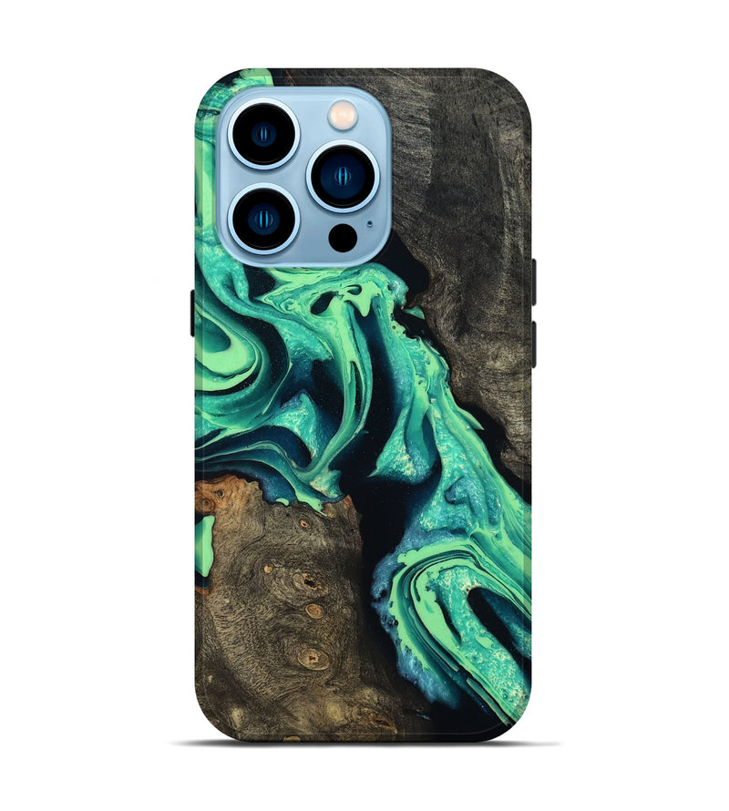 iPhone 14 Pro Wood Live Edge Phone Case - Kortney (Green, 798359)