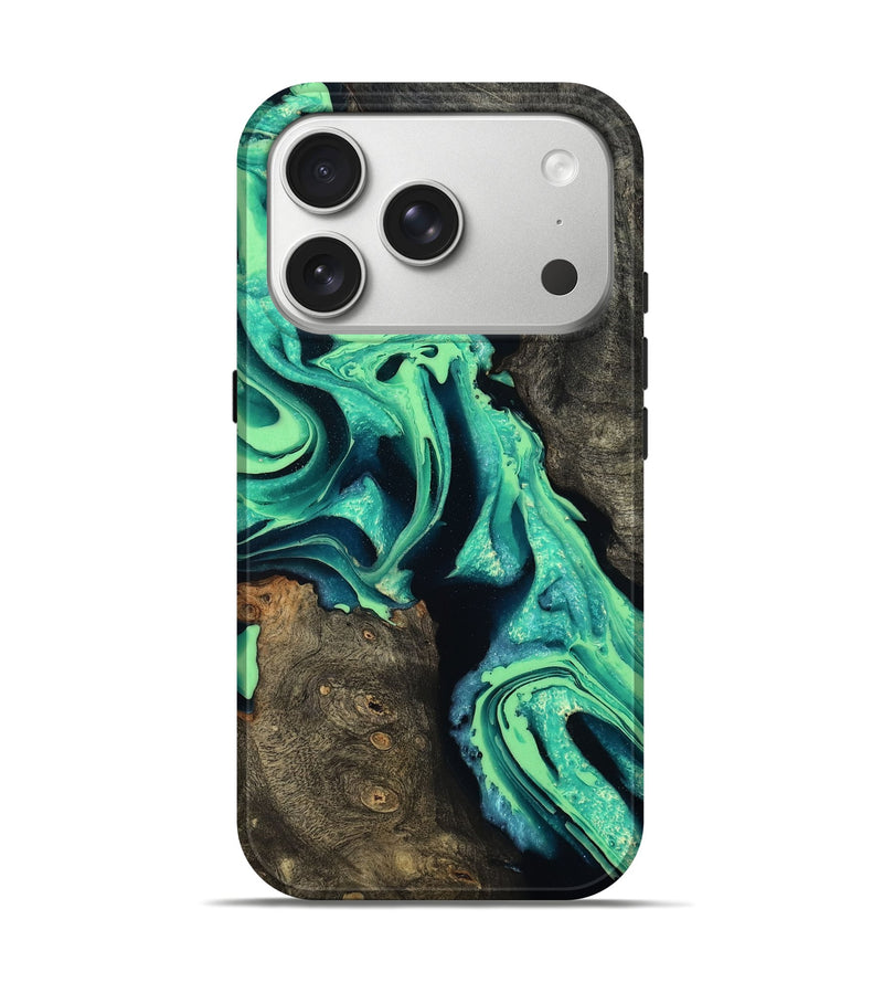 iPhone 17 Pro Wood Live Edge Phone Case - Kortney (Green, 798359)