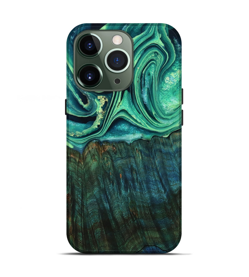 iPhone 13 Pro Wood Live Edge Phone Case - Kyree (Green, 798364)