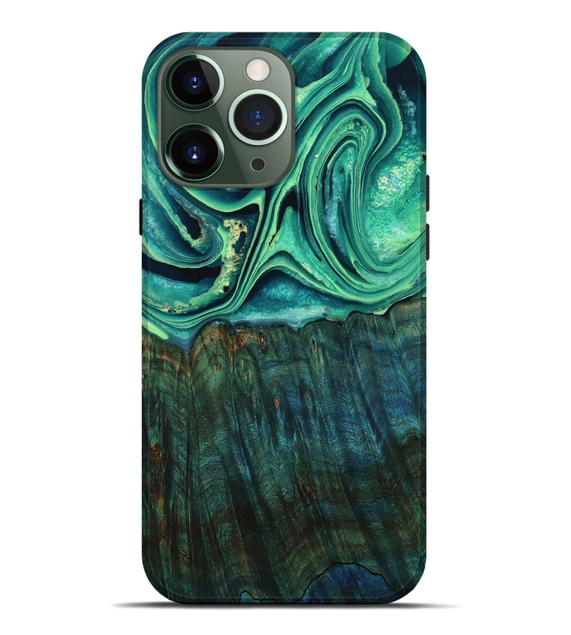 iPhone 13 Pro Max Wood Live Edge Phone Case - Kyree (Green, 798364)