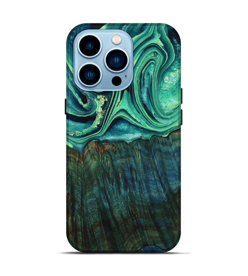 iPhone 14 Pro Wood Live Edge Phone Case - Kyree (Green, 798364)