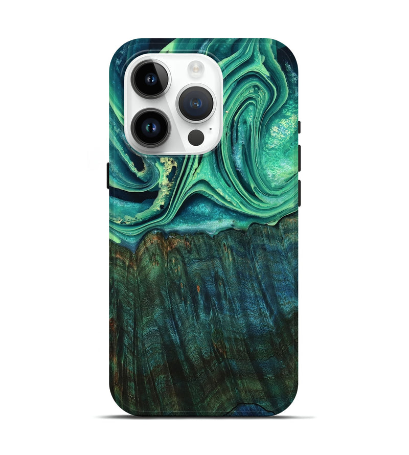 iPhone 15 Pro Wood Live Edge Phone Case - Kyree (Green, 798364)