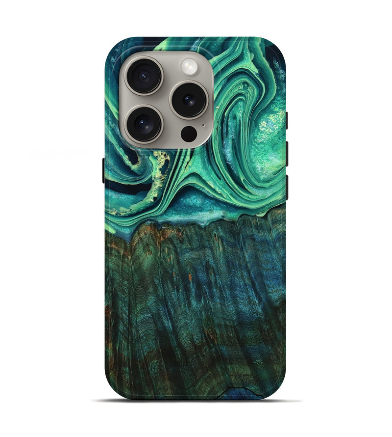 iPhone 16 Pro Wood Live Edge Phone Case - Kyree (Green, 798364)