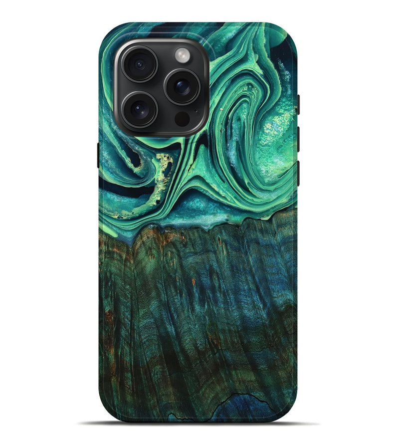 iPhone 16 Pro Max Wood Live Edge Phone Case - Kyree (Green, 798364)